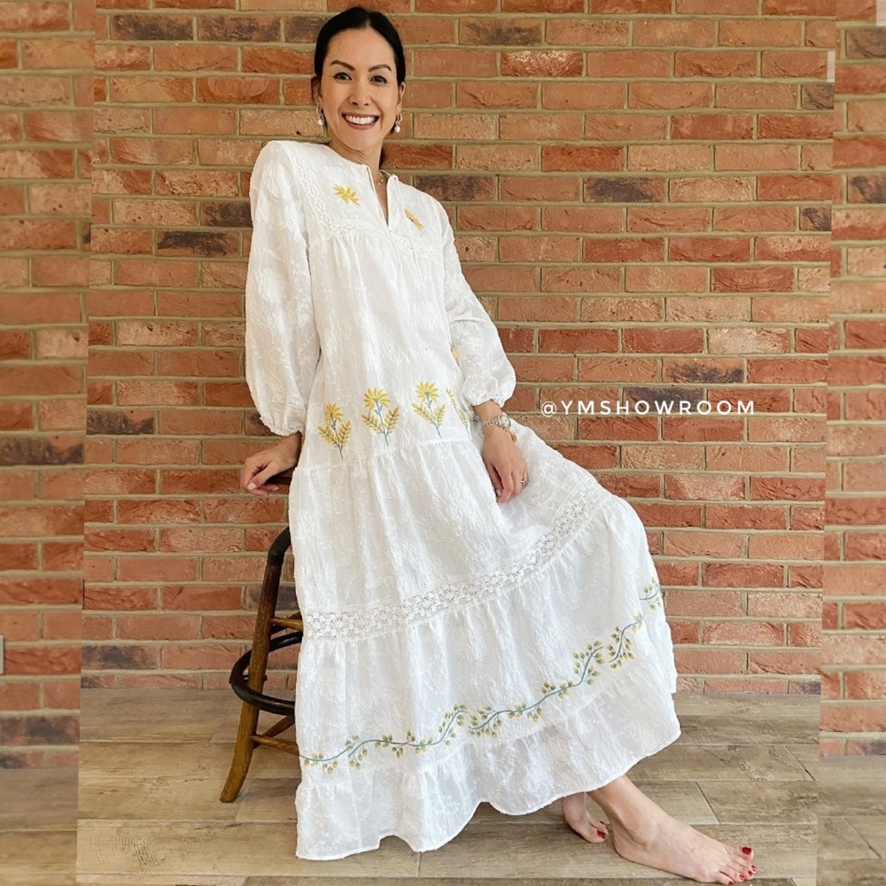 ZARA Beautiful Embroidered maxi dress